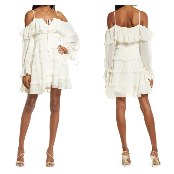 NWT Ever New Melbourne Daisy Ruffle Mini Dress‎ in Ivory 4 - Picture 1 of 8